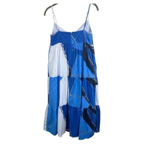 J.Crew Blue Ratti Regatta Tie-Front Midi Dress Sz:6 - Picture 8 of 14